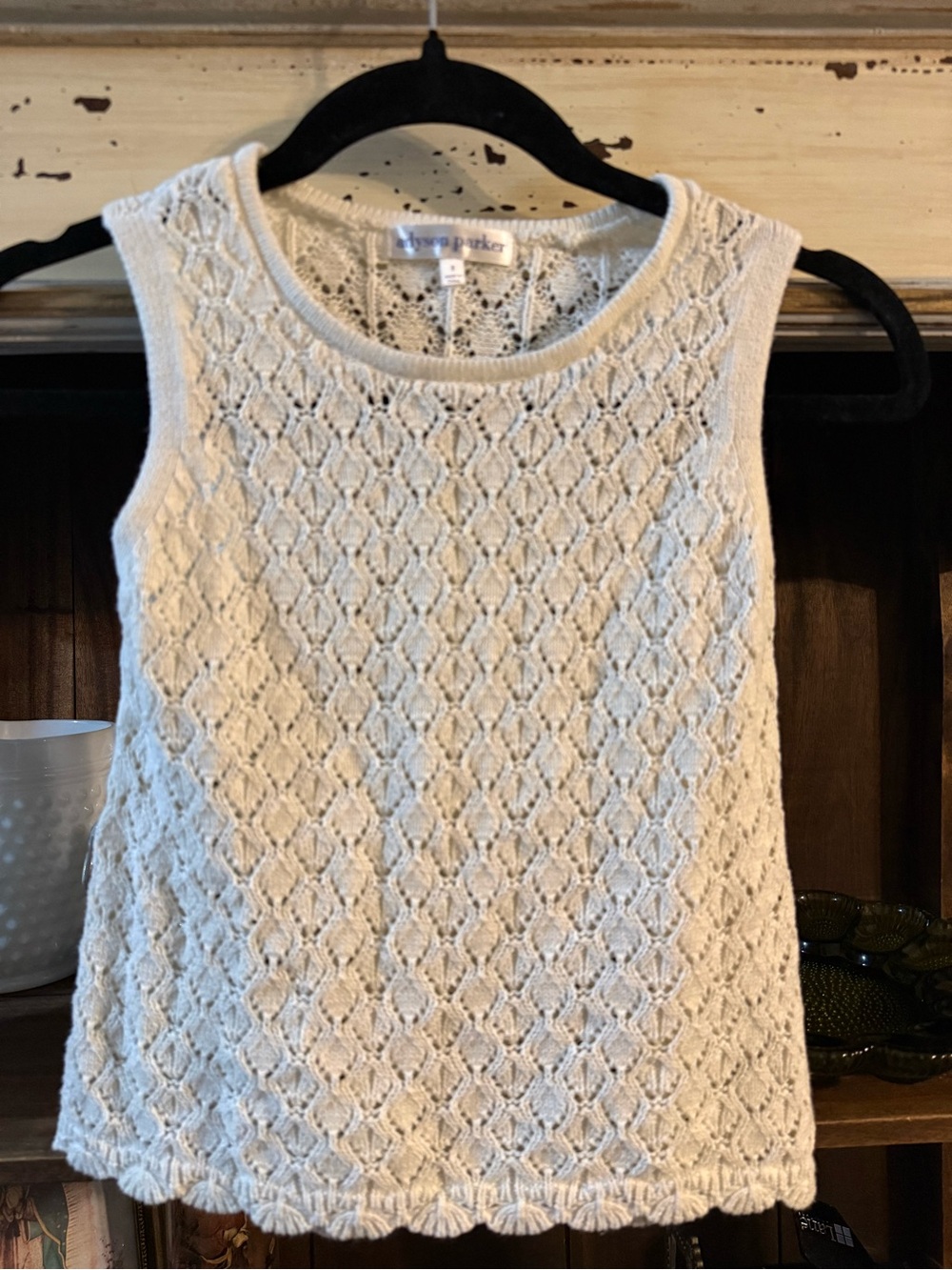 Adyson Parker Cream Crochet Knit Tank Top